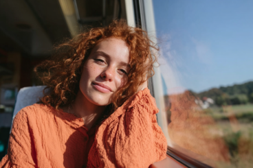 Young traveller on a bus